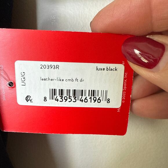 NEW NWT Spanx Large Faux Leather Fitted Sheath Dress Sleeveless Black Party Work - Picture 6 of 10